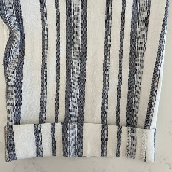 RW&CO. Stylish Comfy Linen + Poly Pleated Front Striped Pants Blue Cream Sz S - Picture 8 of 12